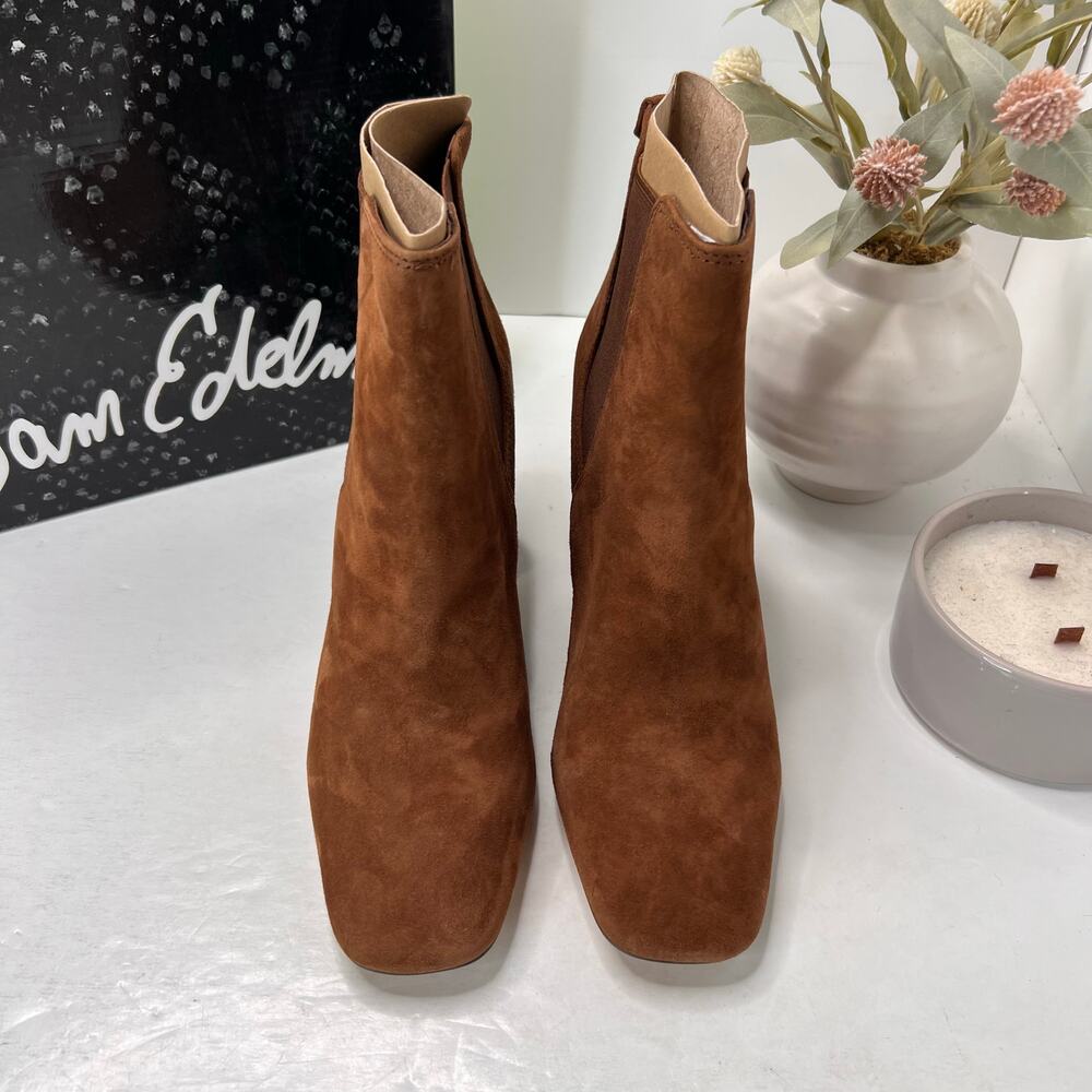 Sam Edelman Chiara Chunky Heel Suede Chelsea Boot Coconut Women's 9 M NWB - Picture 5 of 11